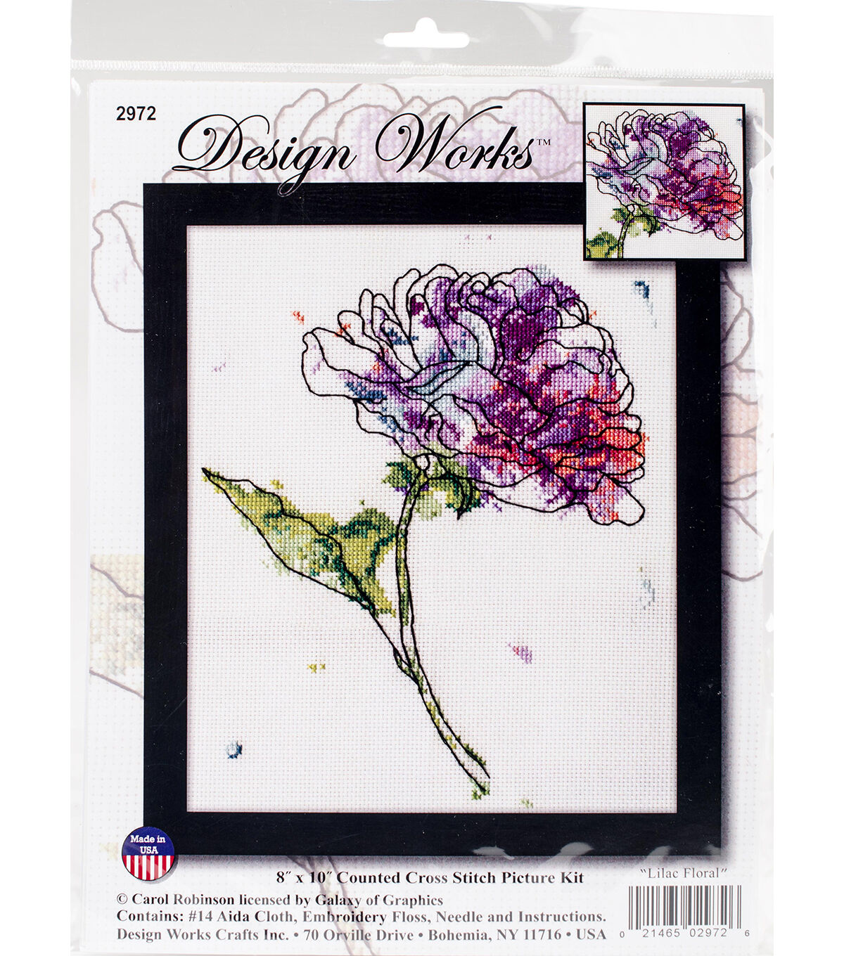 Design Works 8 x 10 Lilac Floral Counted Cross Stitch Kit
