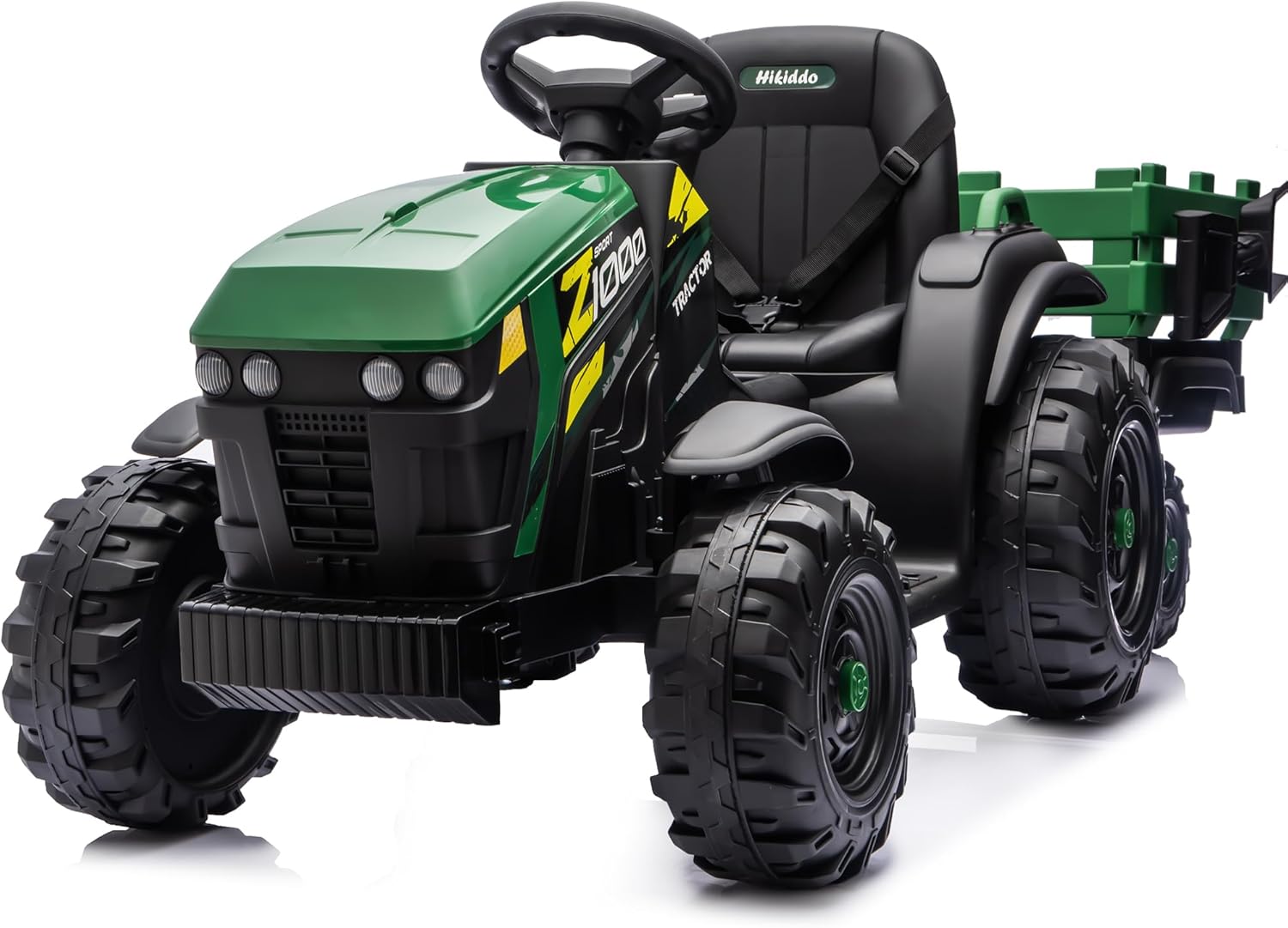24V Kids Ride on Tractor Toy, Electric Tractor for Kids 3-8 with Trailer, 2x200W Motors - Green