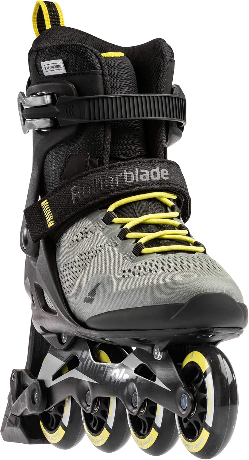 Rollerblade Macroblade 80 ABT Men's Adult Fitness Inline Skate, Silver/Neon Yellow, Performance Inline Skates