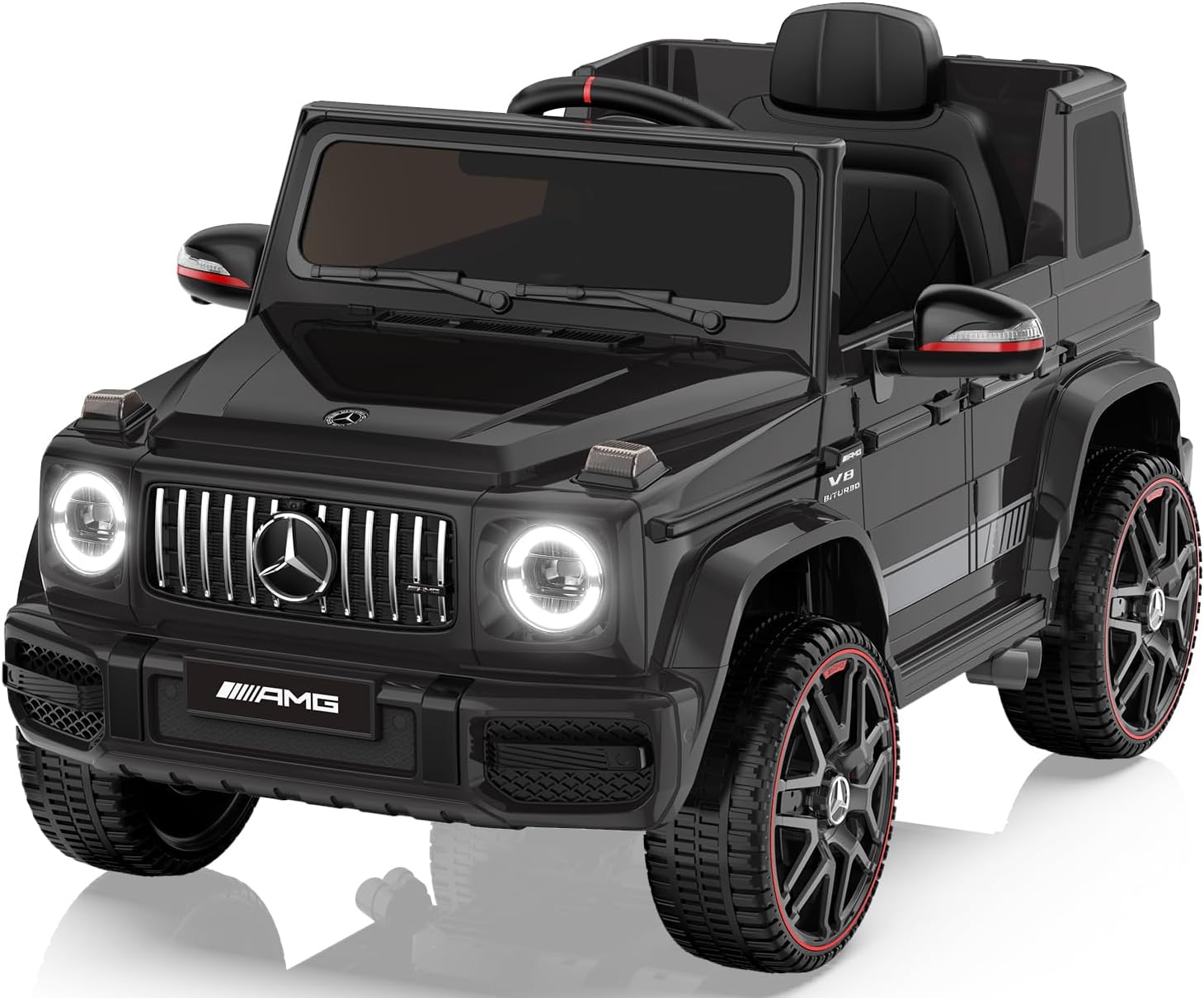 ANPABO Licensed Mercedes-Benz G63 Car for Kids, 12V Ride on Car w/Parent Remote Control, LED Headlights, Music Player/Bluetooth & Horn, Soft Start, Low Battery Prompt, Kids Electric Car, Black