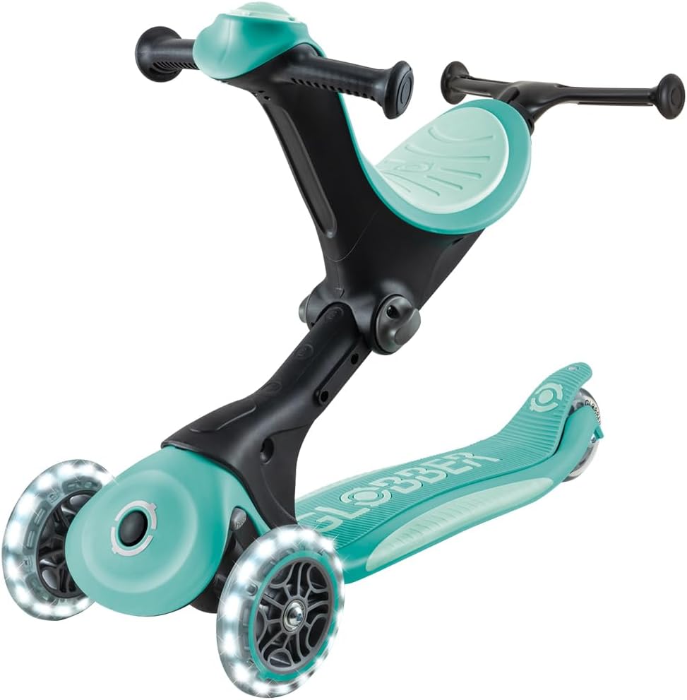 GLOBBER GO-UP Deluxe Lights – 3-in-1 tricycle 120/80 mm, ABEC 9, 3-wheel, height adjustable, LED wheels