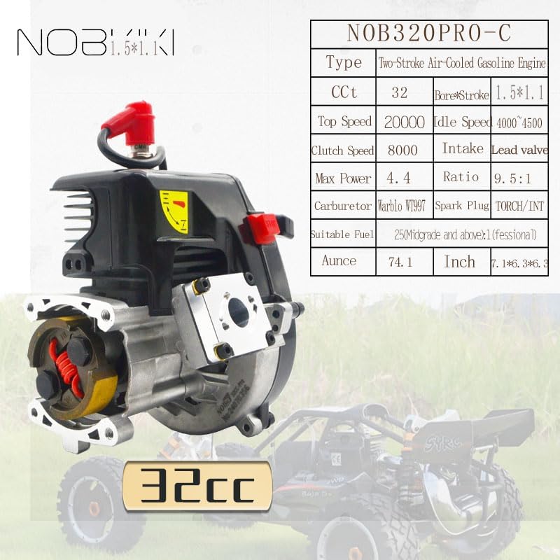 32cc Crankcase Intake 1/5 Scale 2-Stroke Gasoline RC Engine Compatible with 1191 Carburetor Fit for Baja HPI Losi Redcat Rovan Compatible with All 1/5 RC car Competition Training Model