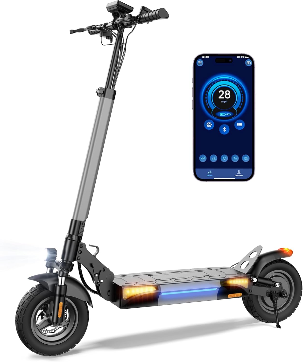 Electric Scooter, 500W/750W/1000W Motor, 22/25/28 MPH Top Speed & 23/28 Miles Range, 9.3