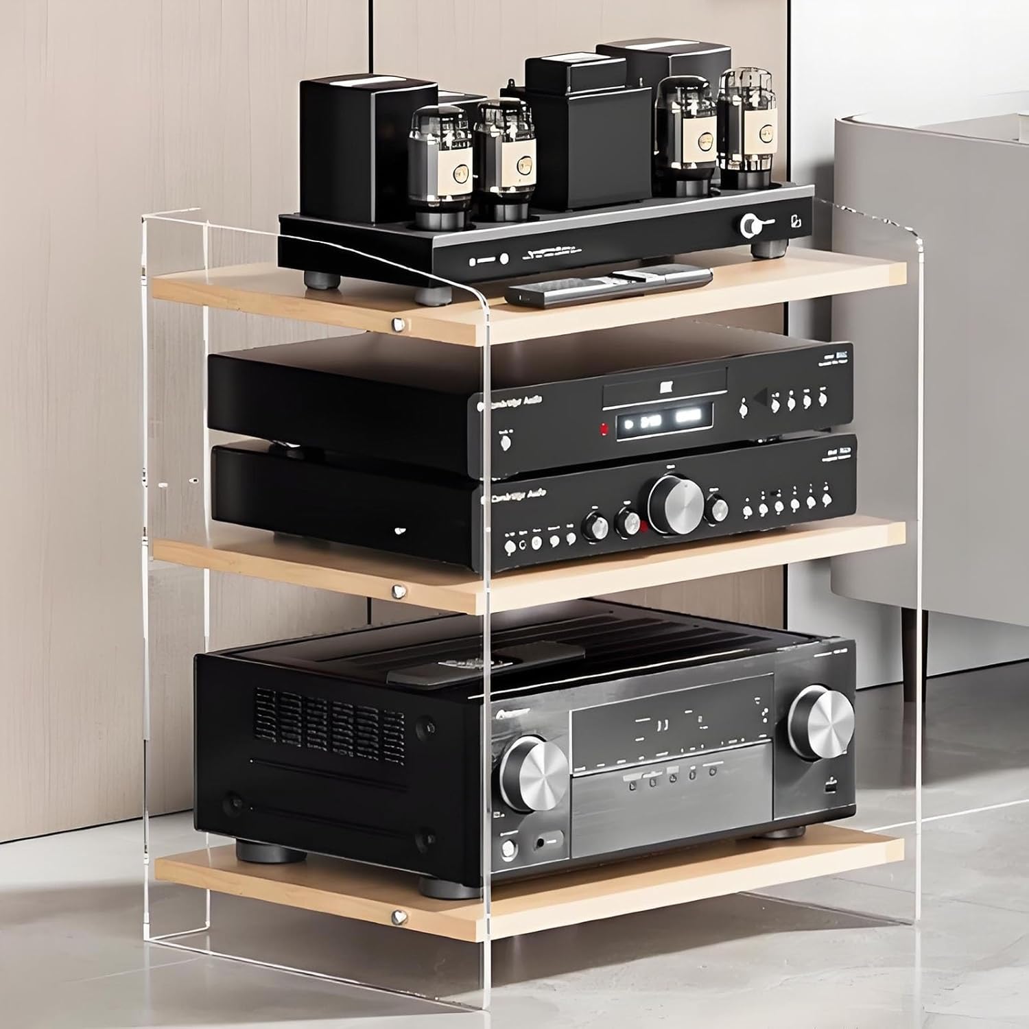Modern Stereo Cabinet - Adjustable Media Storage Rack for Audio Equipment