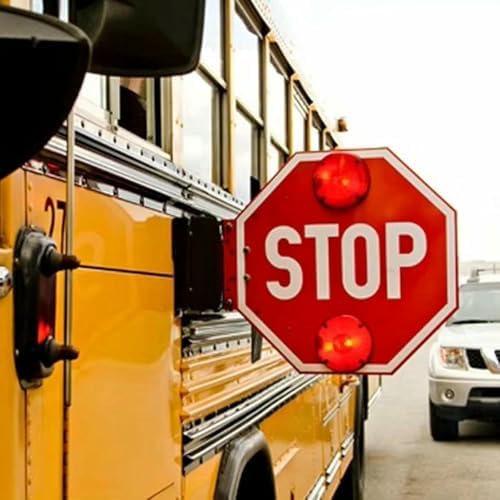 18-Inch School Bus Stop Sign with Electronic Controller - Universal Vehicles Only Sign for Bus Lane Safety, Durable & Highly Visible Traffic Alert