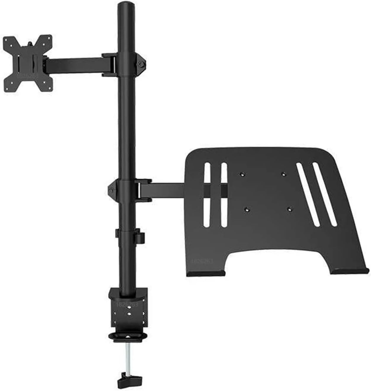 Dual LCD monitor desktop mount fully adjustable stand with extra laptop tray for laptops up to 17