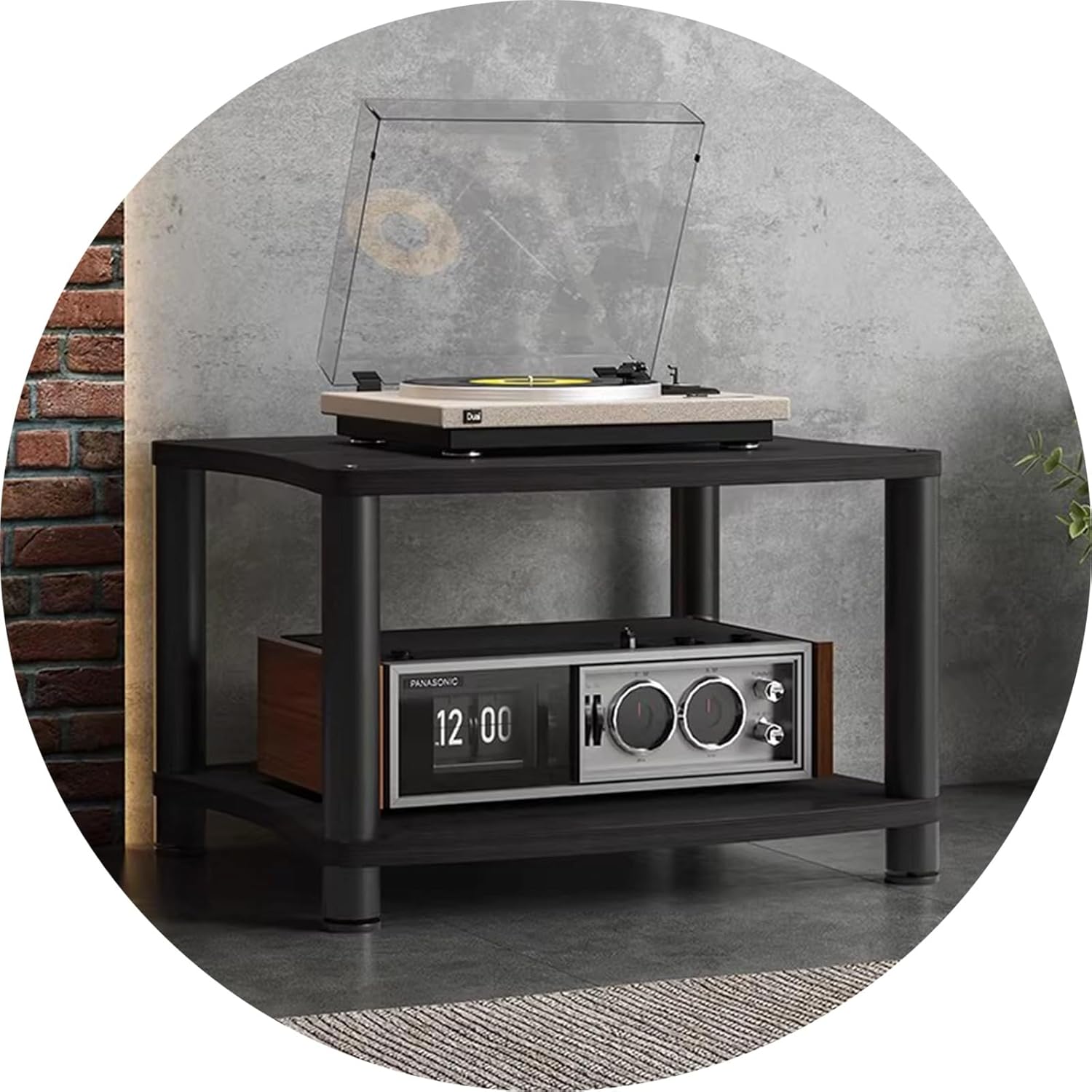 AV Multi-Tier Audio Rack Home Theater Equipment Cabinet CD Rack Amplifier Cabinet Suitable For Stereo Components Turntables DVD Players Recording Studios And Living Rooms(Black