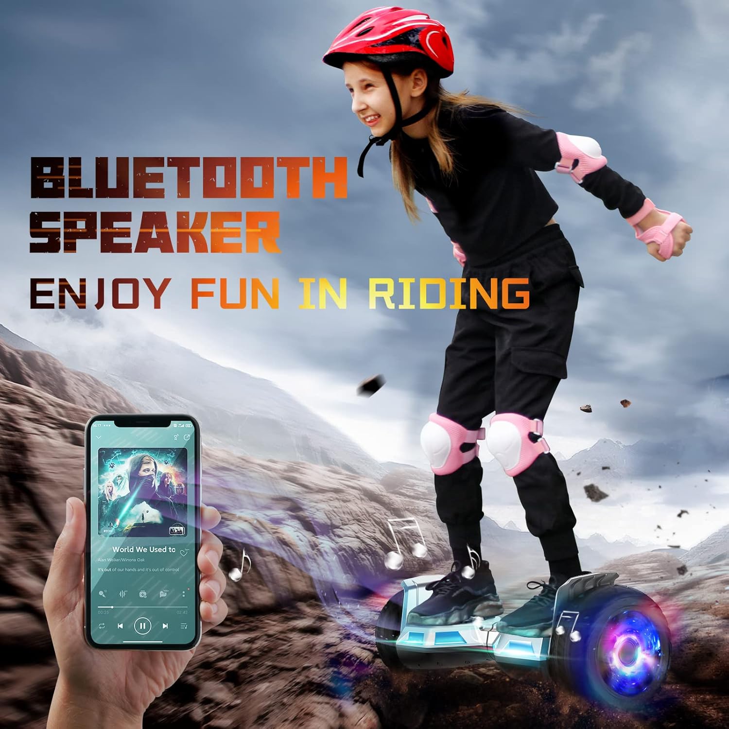 SISIGAD Hoverboard, All Terrain Hoverboards, 8.5'' Two Wheel Self Balancing Scooter with Bluetooth Speaker, Off Road Hoverboard with LED Lights, Music Hoverboards