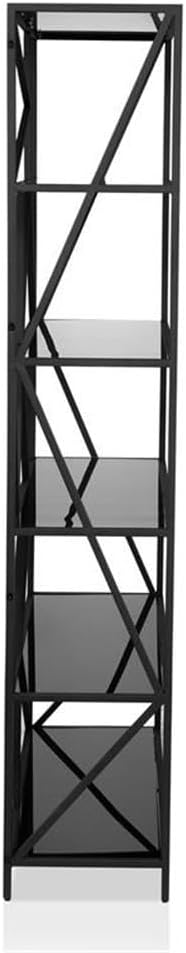 Furniture of America Qualt Industrial Metal 5-Shelf Bookcase in Black