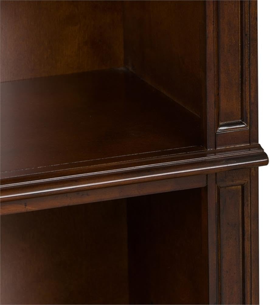 Pemberly Row Traditional Wood Executive Open Bookcase in Cognac