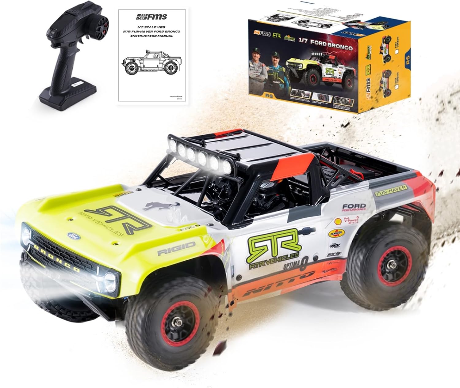 BEEZRC FMS 1/7 Ford Bronco RTR EB RC Short Course Truck Fast 80km/h High Speed RC Off-Road Brushless 4x4 RC Truck RC Car Hobby RC Waterproof Remote Control Car for Adults RS Racing Livery 2025