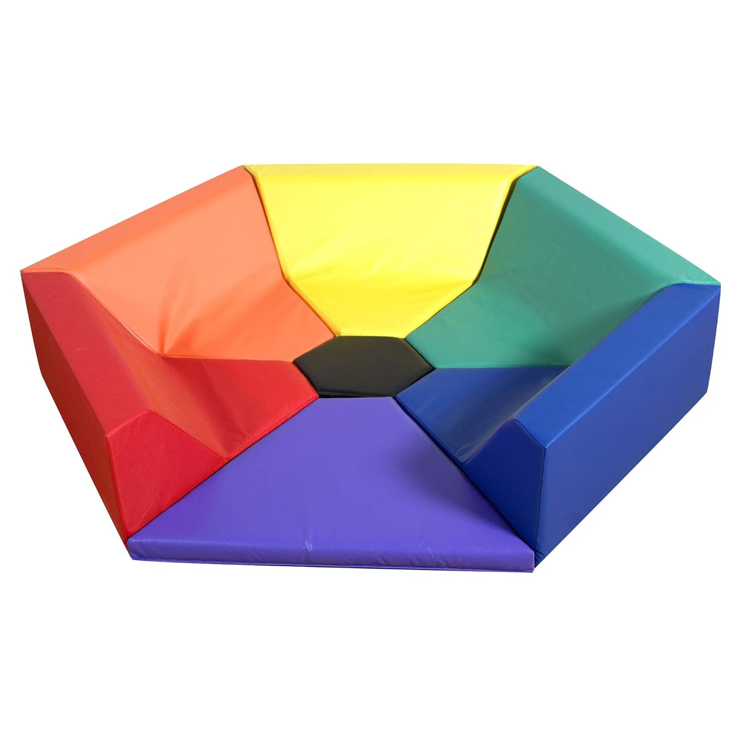 Children's Factory Hexagon Happening Hollow Kids Reading Nook, Toddler Modular Couch for Daycare, Classroom, Rainbow