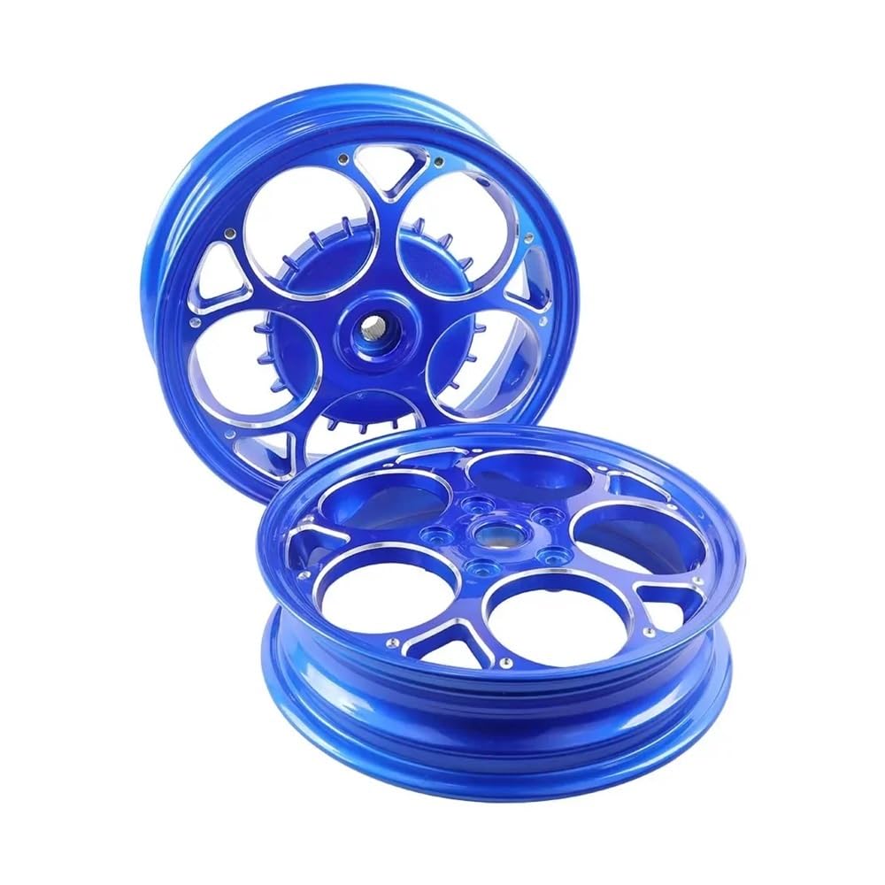 2 Pieces Aluminum Rim Hub Tire Front and Rear Scooter 12 Inch Modified Wheel Spare Parts for 150 Universal(Blue)
