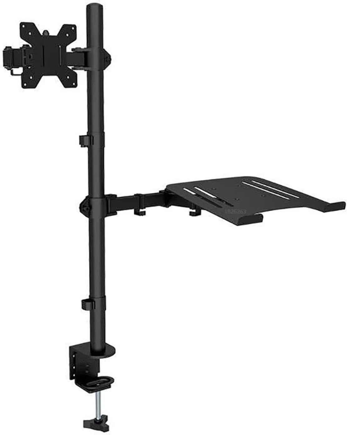 Dual LCD Monitor Desktop Mount Fully Adjustable Stand with Extra Laptop Tray for laptops up to 17