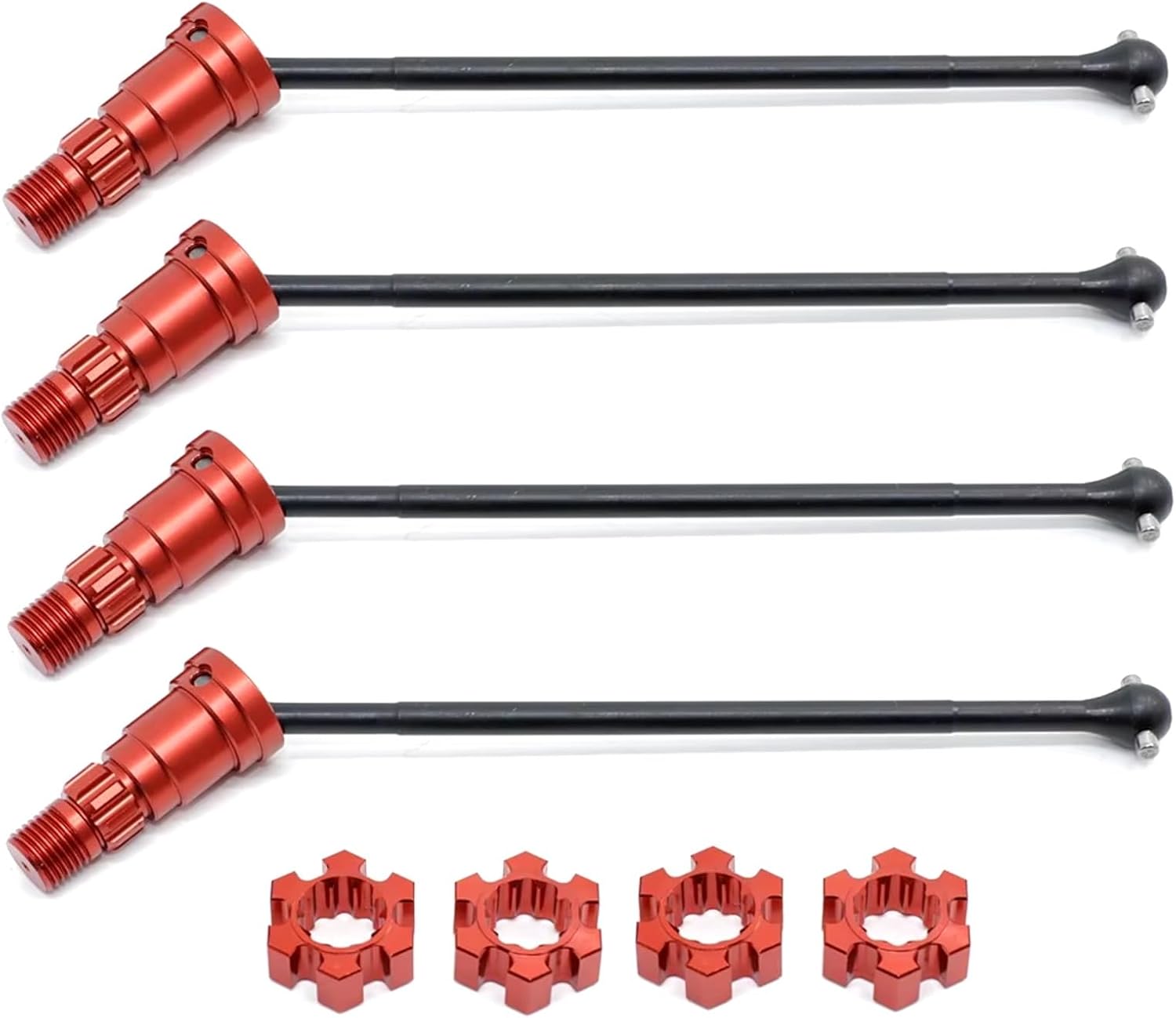 for Traxxas for X-Maxx for Xmaxx for 6S 8S 1/5 for Monster for Truck 2/4pcs Metal Front and Rear Drive Shaft CVD RC Repair Parts(Red,4pcs)