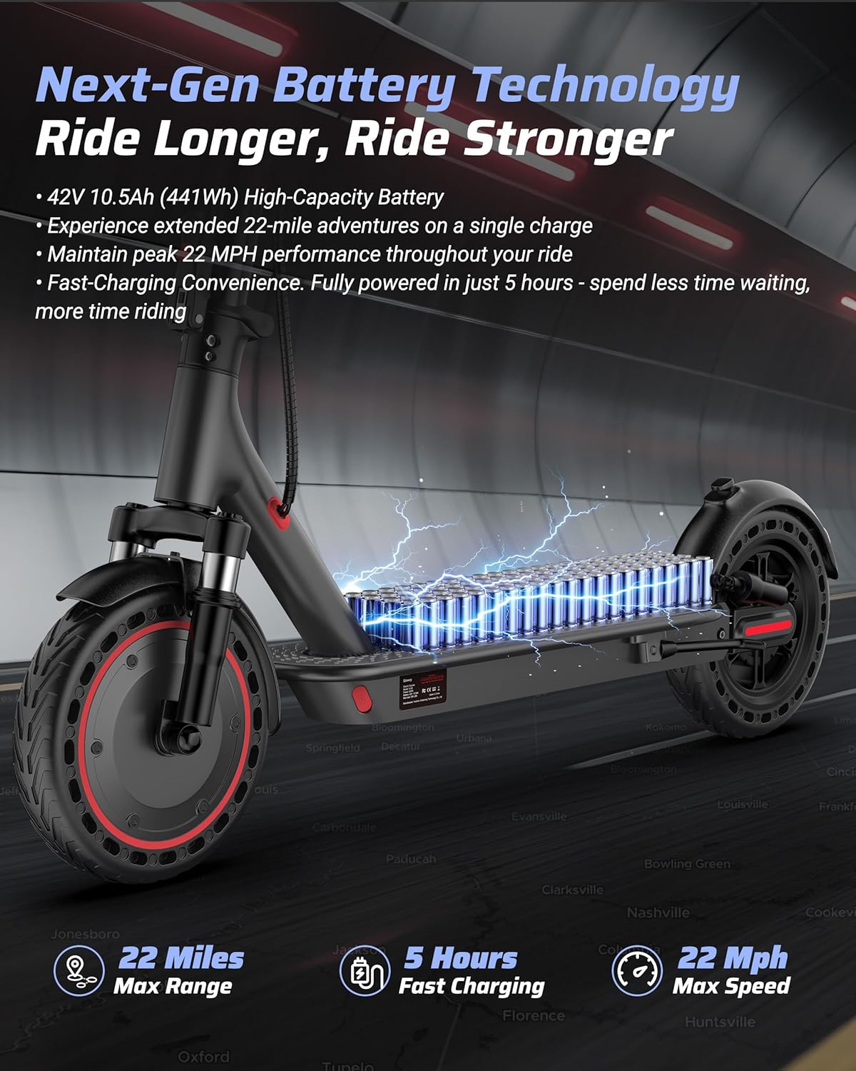 Electric Scooter for Adults, 350W/500W Motor, Up to 22 Miles Long Range, 8.5