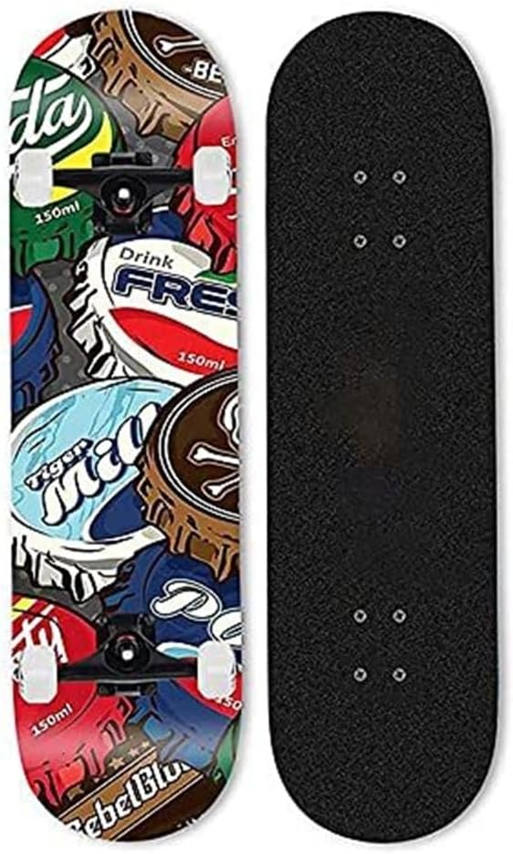 Four-Wheel Skateboard, 7-ply Maple Deck, Professional Standard Double-kickboard for Beginners