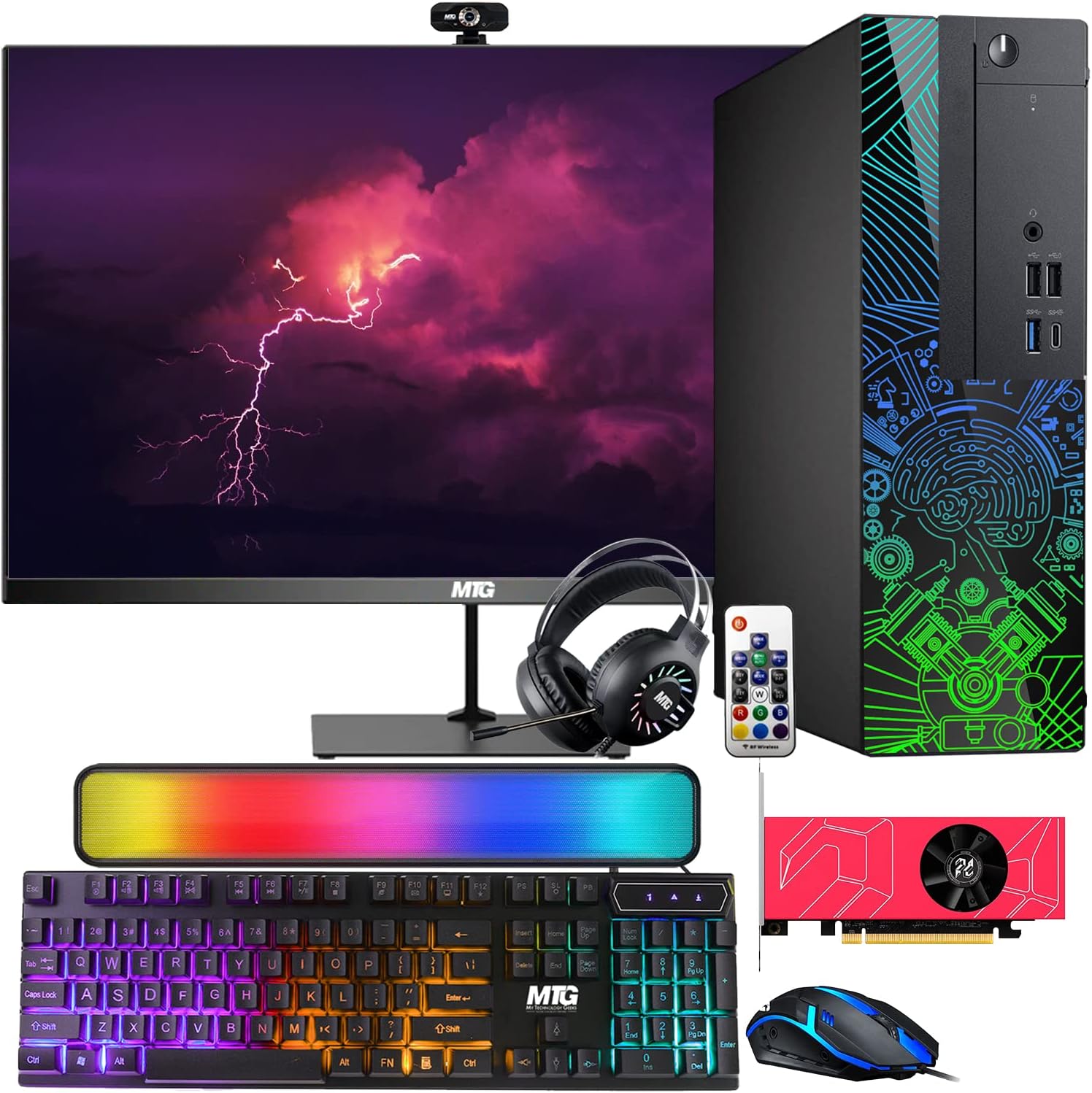 Lumos 8 Gaming Desktop PC, Intel Core i5 7th Gen, AMD RX 6400 4GB DDR6, 16GB RAM, 256GB SSD, 22 Inch Monitor, PCI-E Bluetooth | Wi-Fi, RGB Kit, Windows 11 (Renewed)
