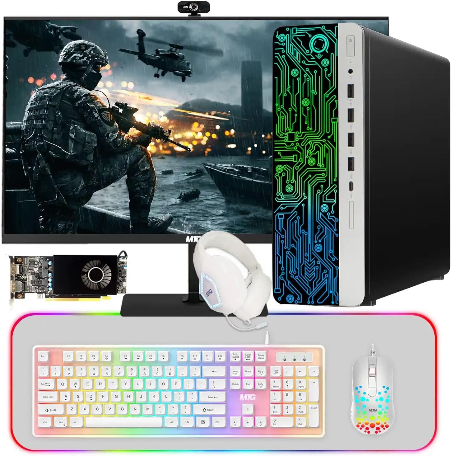 TechMagnet HP G3 Gaming Desktop PC, Intel Core i7 6th Gen, AMD RX 550 Graphics, 32GB RAM, 1TB SSD + 2TB HDD, MTG New 24-inch Monitor, Gaming Kit Webcam, WiFi, Windows 11 Pro (Renewed)