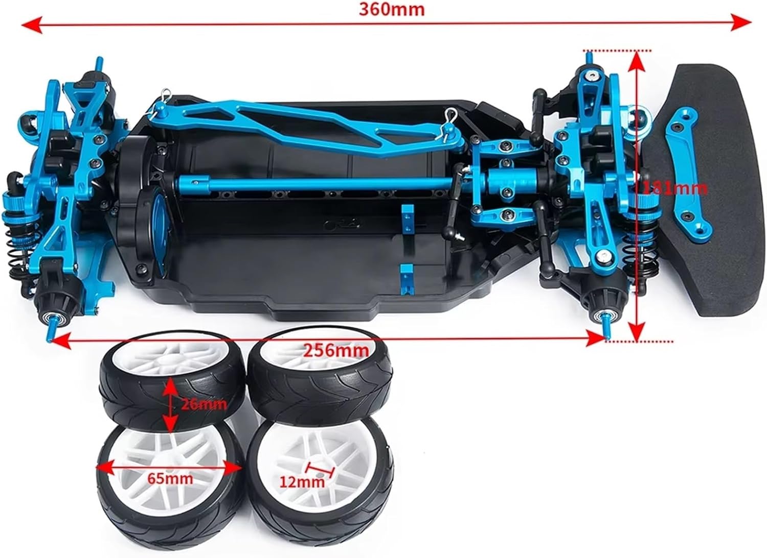 RC Repair Parts for Tamiya TT02 1/10 RC Drift Car Parts Metal Frame for Chassis with Shock Absorbers Wheels Accessories