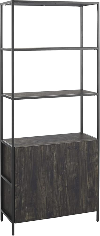 Crosley Furniture Jacobsen Large Bookshelf, Bookcase Storage with Shelves, Brown Ash
