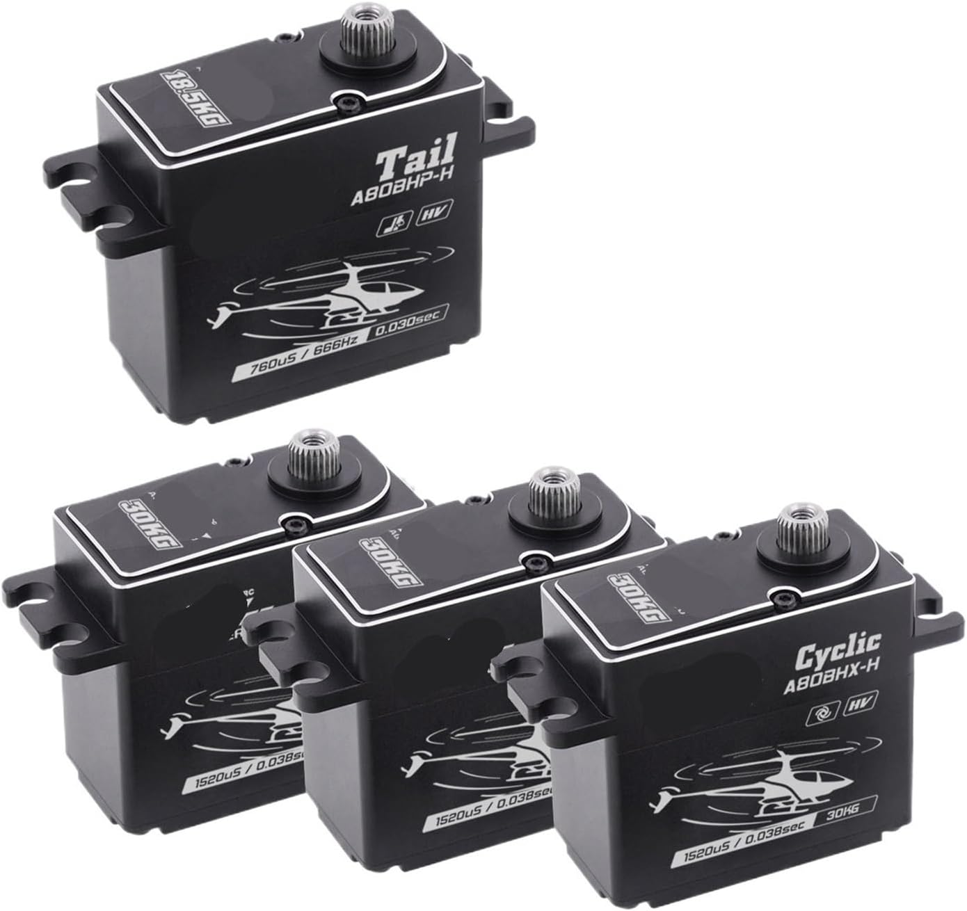 A80BHP-H Metal Gear HV High Speed ​​0.03 sec 18.5 kg Brushless Digital Servo Suitable for RC 570-800 Dimensions(Combo Set)