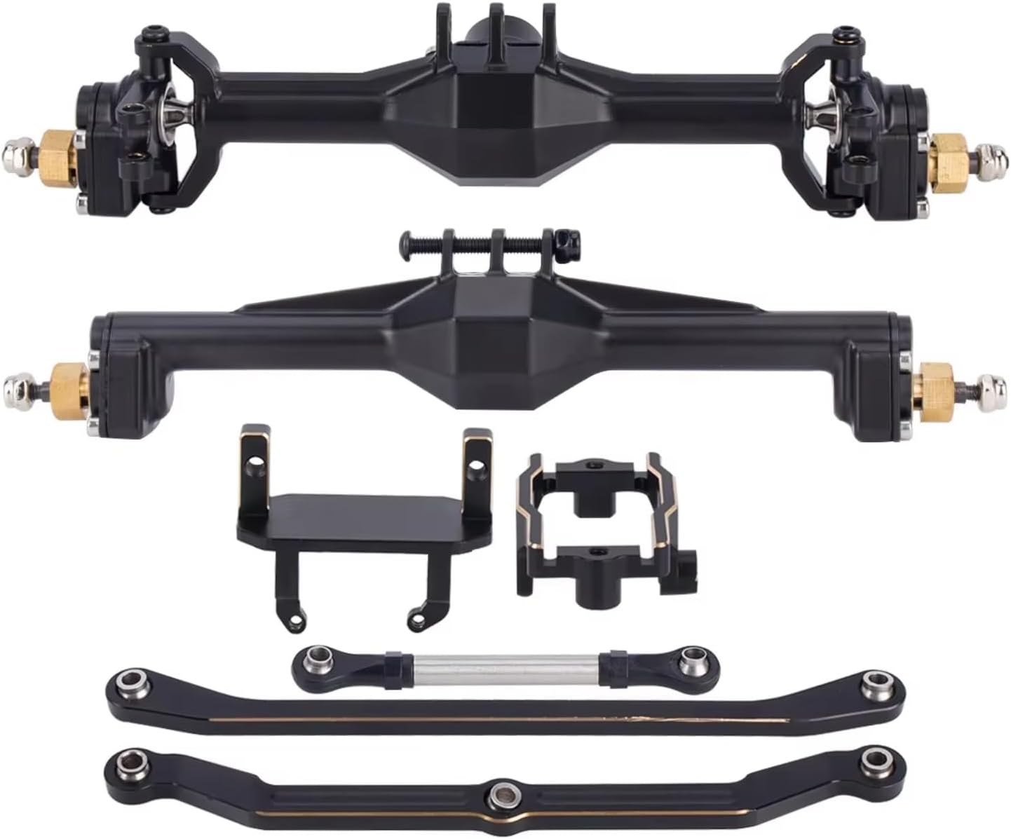 Rc Front Rear Axle for TRX4M 1/18 RC Crawler Car Axle Upgrade Parts Brass Widen Portal Axles +10mm with Lay Down Servo Mount Links