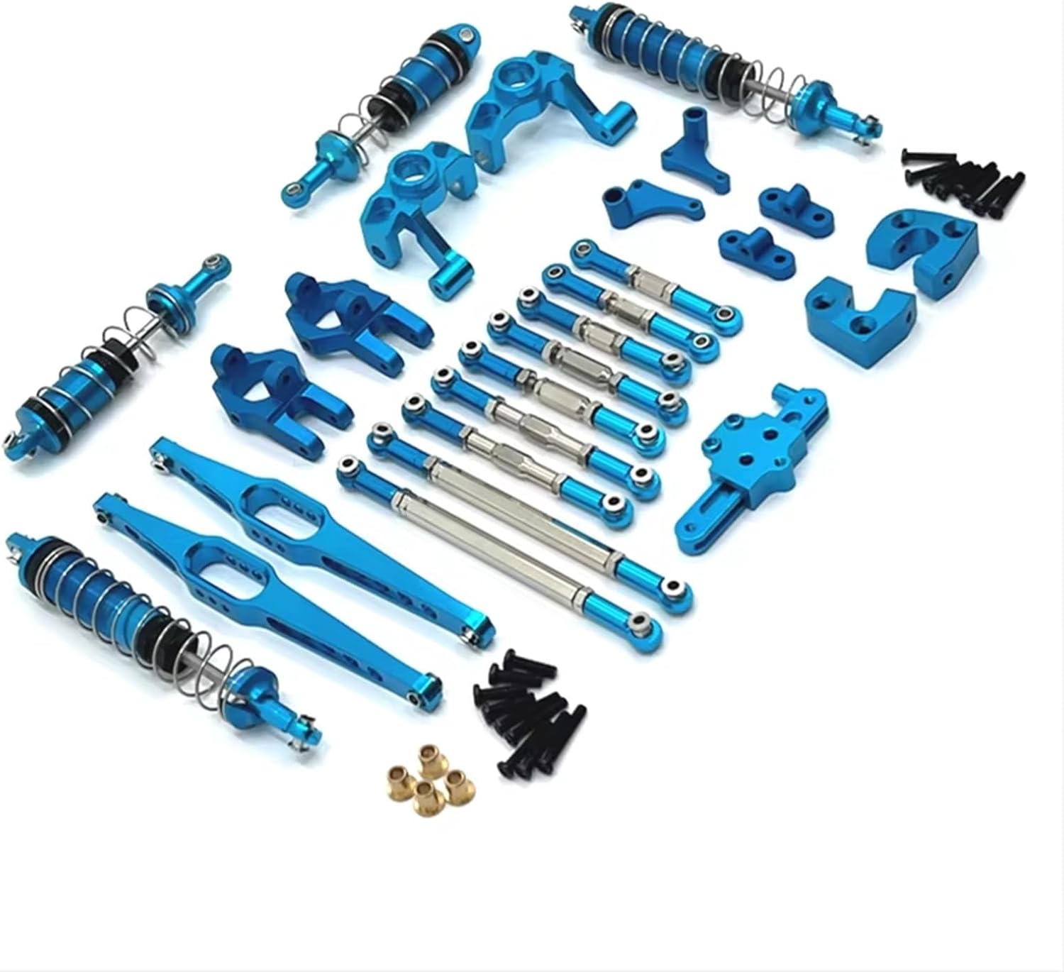 RC Car Replacement For WLtoys 12429 1/12 Metal Upgrade Shock Absorber Pull Rod Steering Cup Kit Remote Control Car Accessories(Blue)