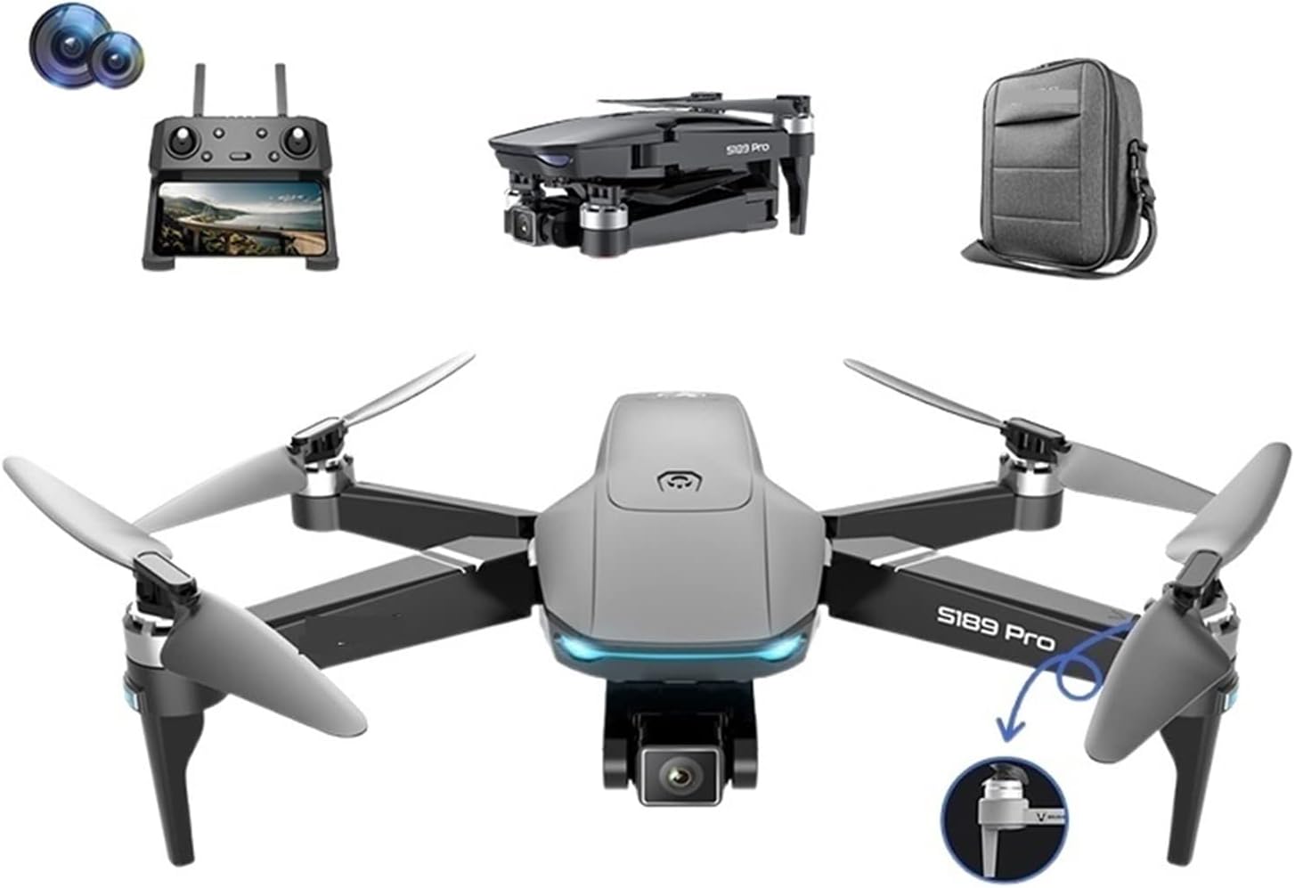 RC Drone GPS 6K HD Dual Camera 5G WiFi FPV Brushless Motor Foldable Quadcopter Helicopter Long Battery Life (Color : Black-6K-3B-Bag Size : 1)