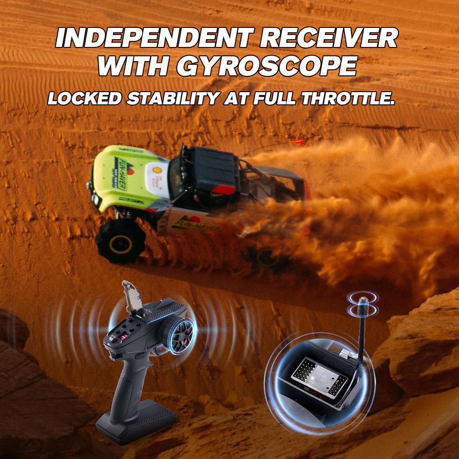 FMS 1/7 Ford Bronco RTR EB Fast RC Truck – Licensed by Ford & RTR Vehicles, 80km/h Short Course Truck, 4WD Brushless RC Car, CNC Metal Parts, Off-Road Rock Crawler 4x4 for Adults (2024 paint scheme)