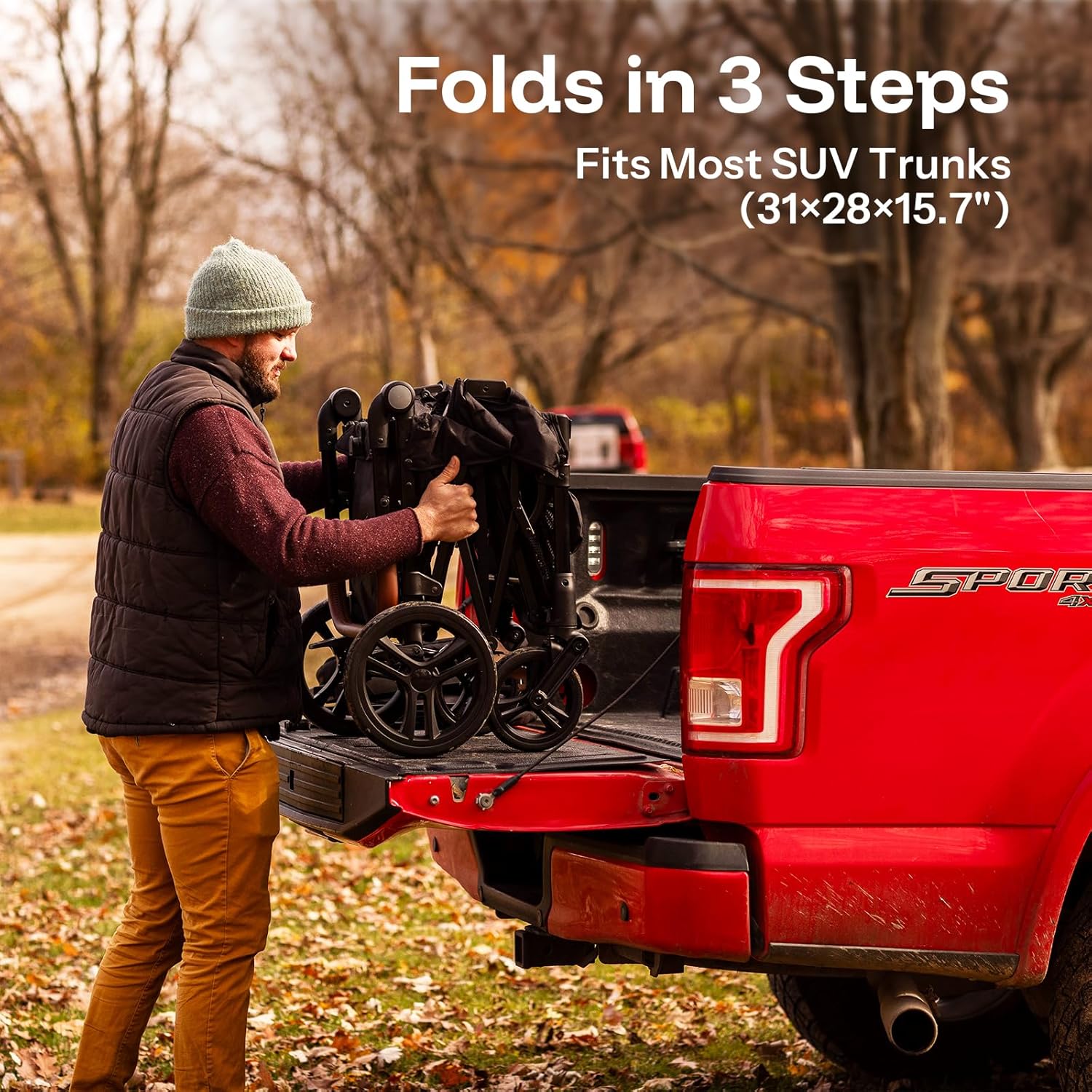 HARPPA Foldable Wagon for Kids, 4 Seater Stroller Wagon with Seats, One-Button Fold, UPF50+ Canopy & Mosquito Net, All-Terrain Wheels, Adjustable Handle, Easy to Store Black