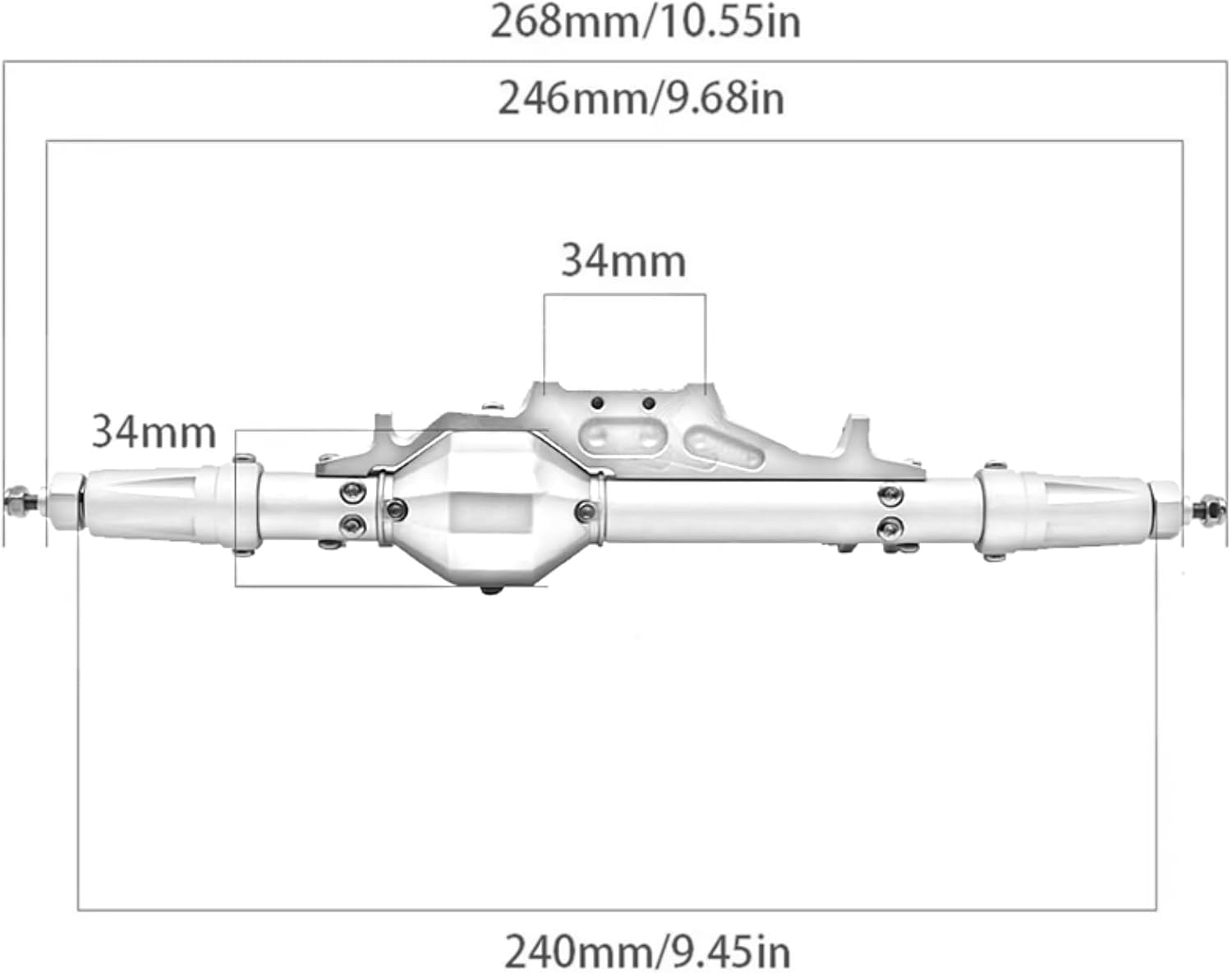 Rc Front Rear Axle for Axial for Wraith 90018 RR10 for Capra 1.9 for UTB 1/10 RC Crawler CNC Aluminum Complete Front Rear Axle with Tie Rod Servo Mount(Black,Front Rear Axle)
