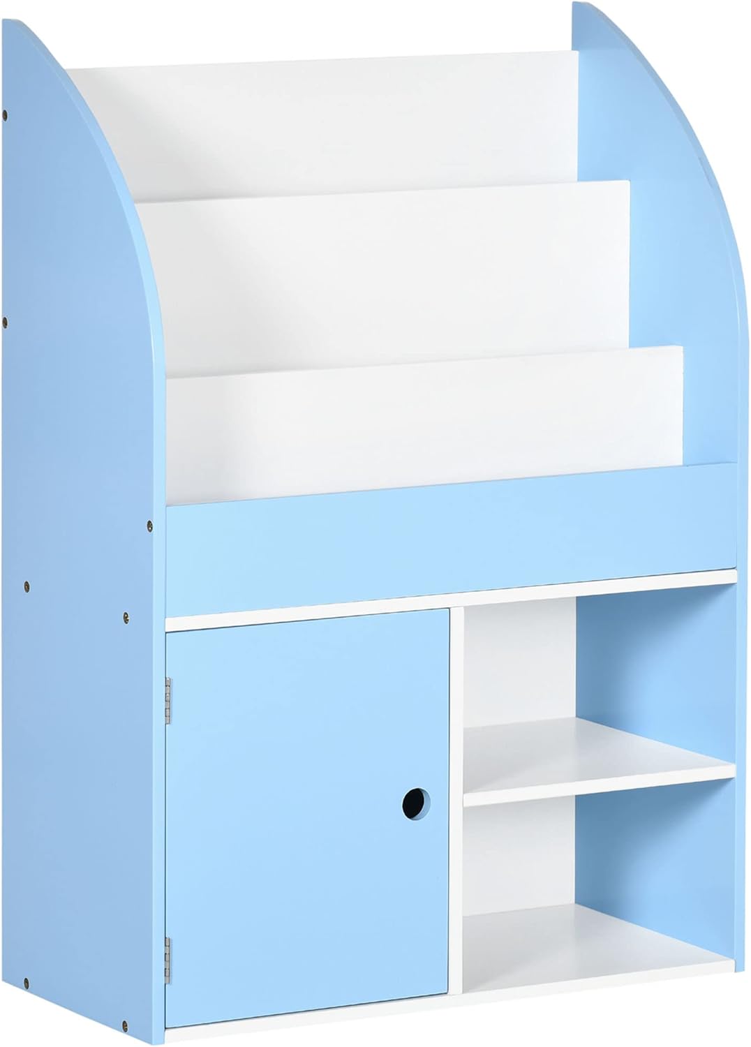 DiMorture Kids Bookshelf and Toy Storage Organizer for Preschool & Early Reading, Montessori Bookcase with Cabinet, Childrens Book Organizer Kids Playroom Furniture, Blue