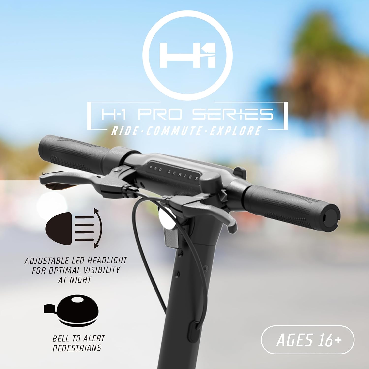 H-1 Pro Series Boss R800 Foldable Electric Scooter with 800W Motor, 24 mph Max Speed, 10” Self-Sealing Tubeless Tires, and 28 Mile Range