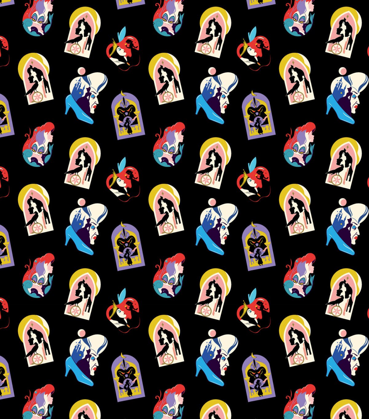 Disney Villians & Princess Shadow Cotton Fabric