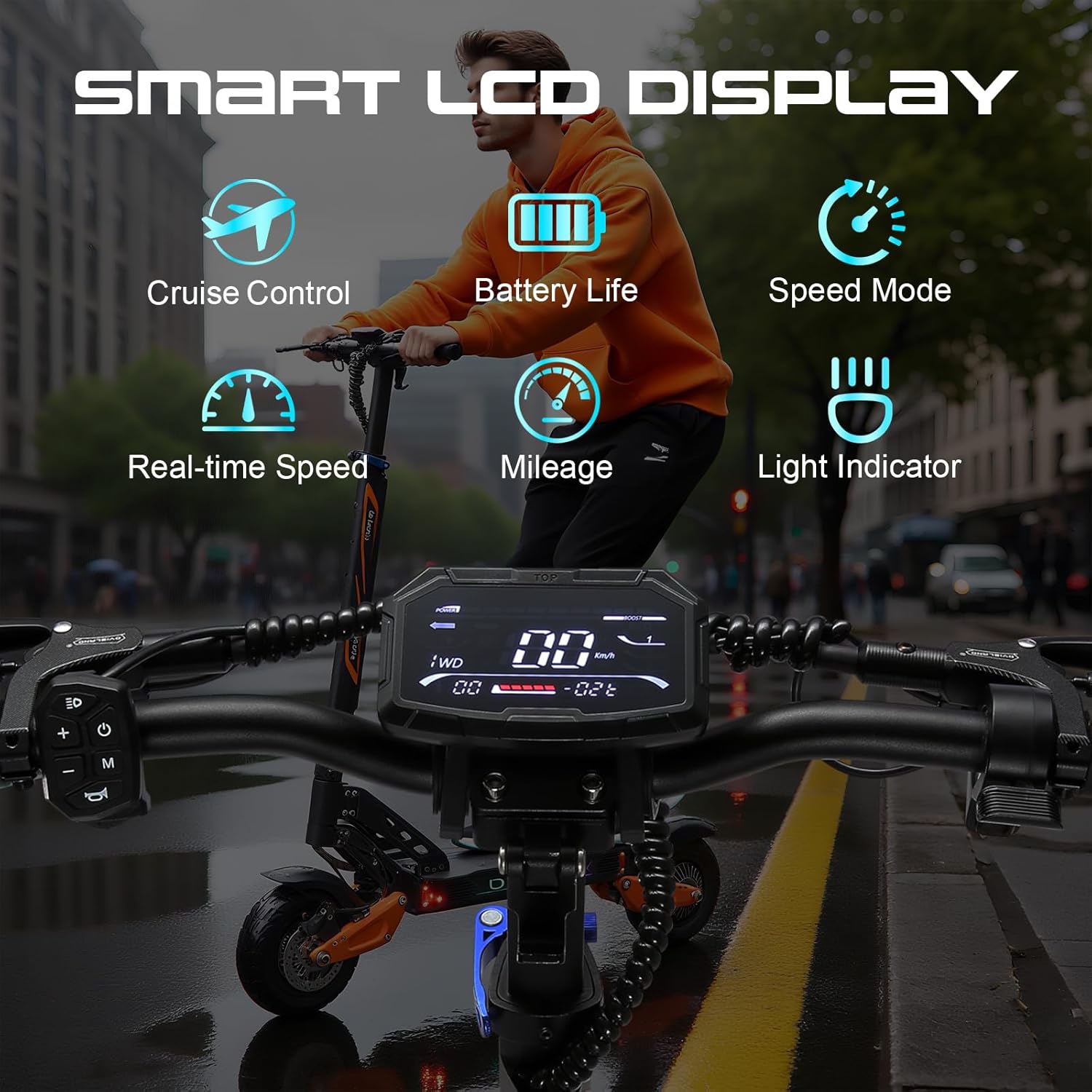 Electric Scooter for Adults, 1200/1600/5000/5600W Dual Motor Fast E Scooter, Up to 35-50 MPH Top Speed & 35-52 Miles Long Range, Dual Brake, Off-Road Tires, Foldable Scooter(UL Certificated)