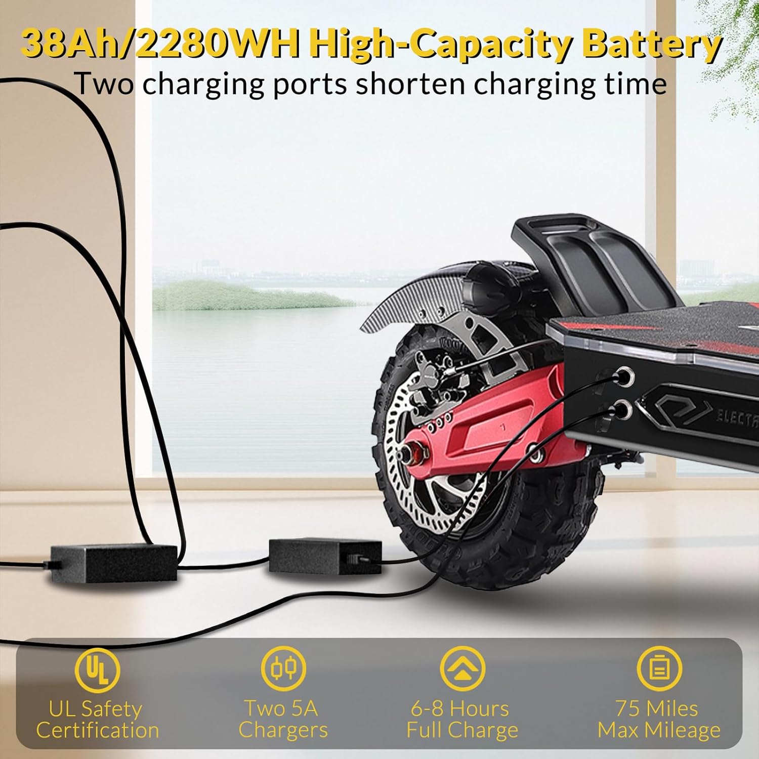 S5 Electric Scooter for Adult, 6000W Dual Motor 55MPH Fast Escooter, 60V 38Ah Battery Up to 75 Miles, Portable Folding E-Scooter with Seat, 11