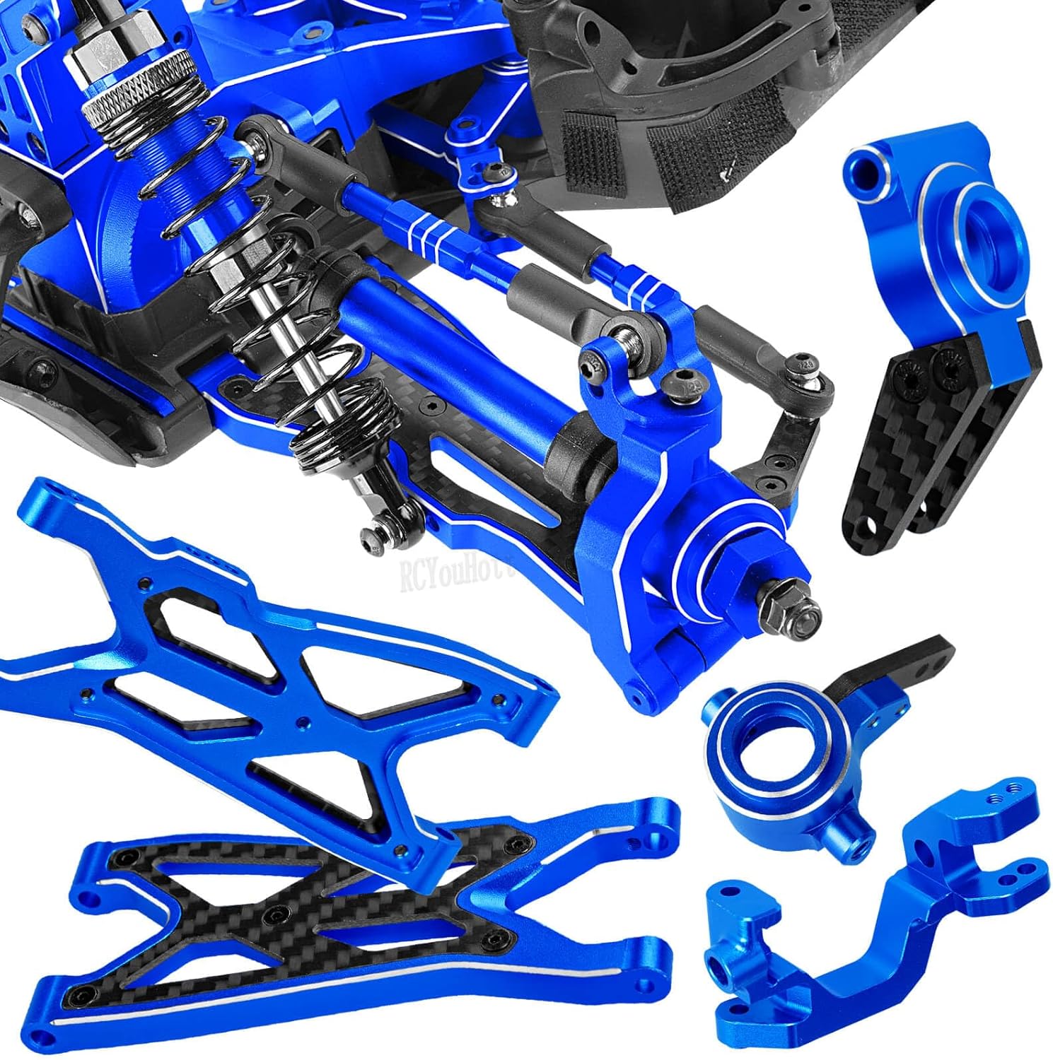RC Upgrade Parts for 1/10 Big Rock 4X4 V3 3S BLX,Arms/Shocks/57T Gear/CVD/Caster Block/Steering Blocks/Stub Axle Carriers/Steering Bellcranks/Gearbox/Links/Center Driveshafts,Navy Blue