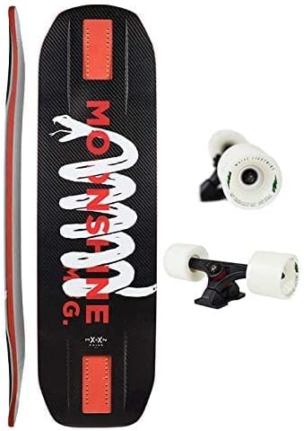 Longboard Skateboard, Freestyle Cruiser, Waterproof and Wood Construction, Cruise Skateboard and Longboard Decks, Lightweight Build (Rum Runner Carbon Complete Deck + Wheels)