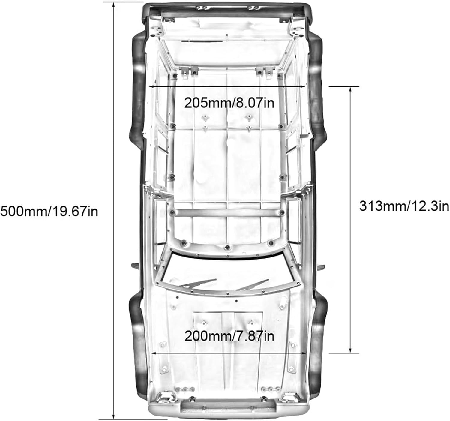 RC Cars Crawler Parts Compatible with Axial for SCX10 II 90046 90047 Painted Hard Plastic 313mm Wheelbase Body Car Shell 1/10 RC Crawler Car(Yellow)