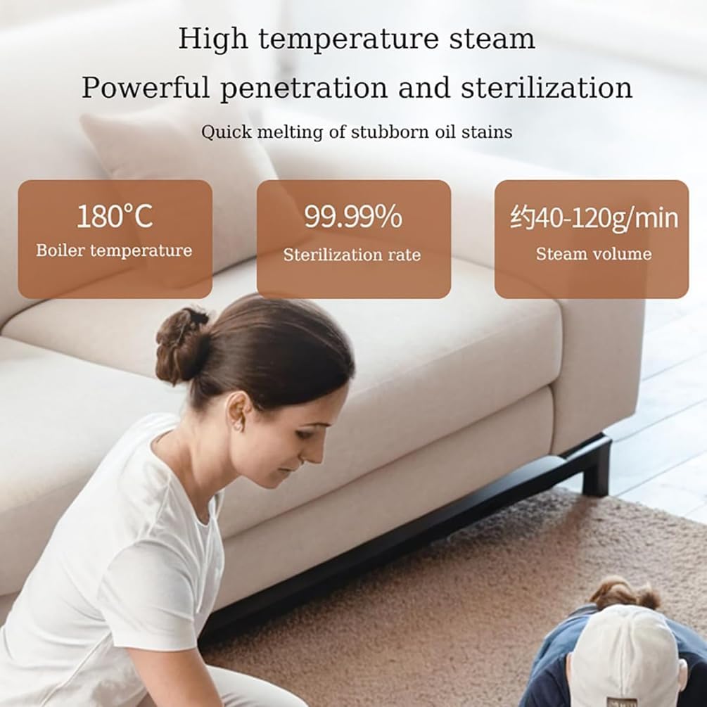 FlexiSpaceUS High Pressure Handheld Steam Cleaner, 1600W Handheld High Temperature Touch Screen Cleaner with 6 Brush Heads, 1200ml Tank, 3.0 Bar (Red)