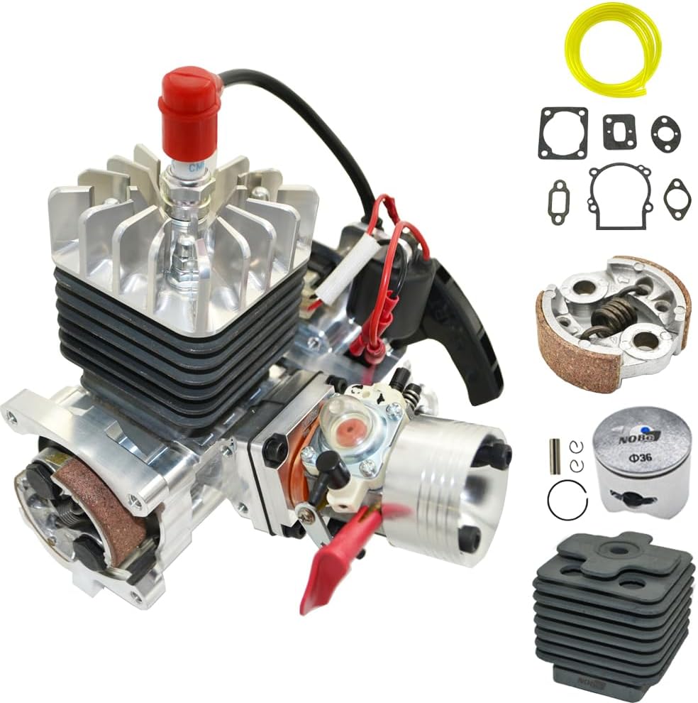 29cc Professional Competition Grade CNC Crankcase Intake 1/5 Scale 2-Stroke Gasoline RC Engine Compatible with Walbro 1191 Carburetor and NGK Spark Plug Fit for Baja HPI Losi Redcat Rovan