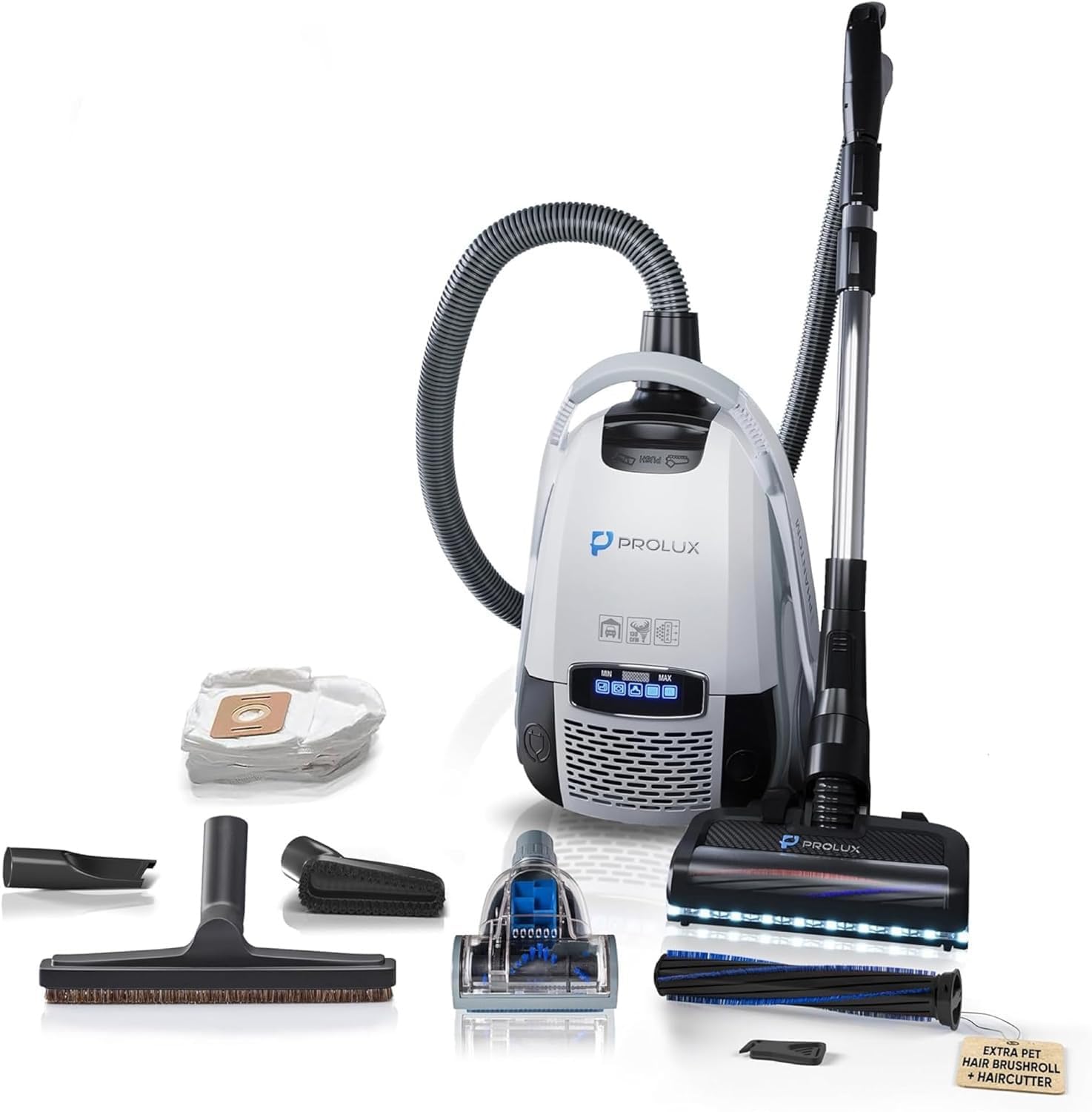 Prolux Phantom Canister PET Vacuum Cleaner, Wessel Werk EBK250 Power Nozzle, Quick Clean, Lightweight, HEPA Filter, Adjustable Suction, Cleans All Surfaces