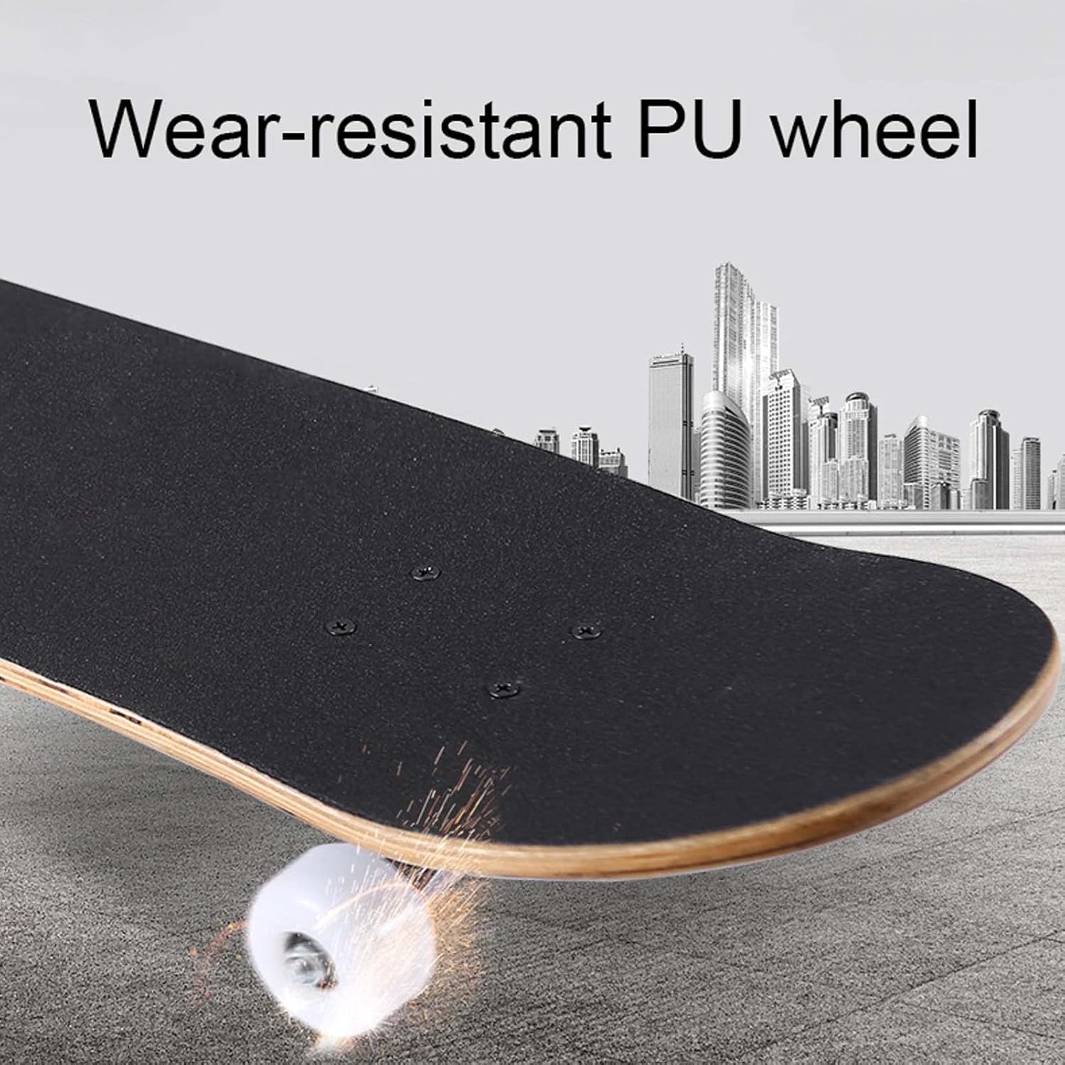 Standard Skateboard, 31Inch Complete Retro Skateboards for Beginners Kids Teens Adults, 7 Layers Canadian Maple Wood Deck Skate Boards