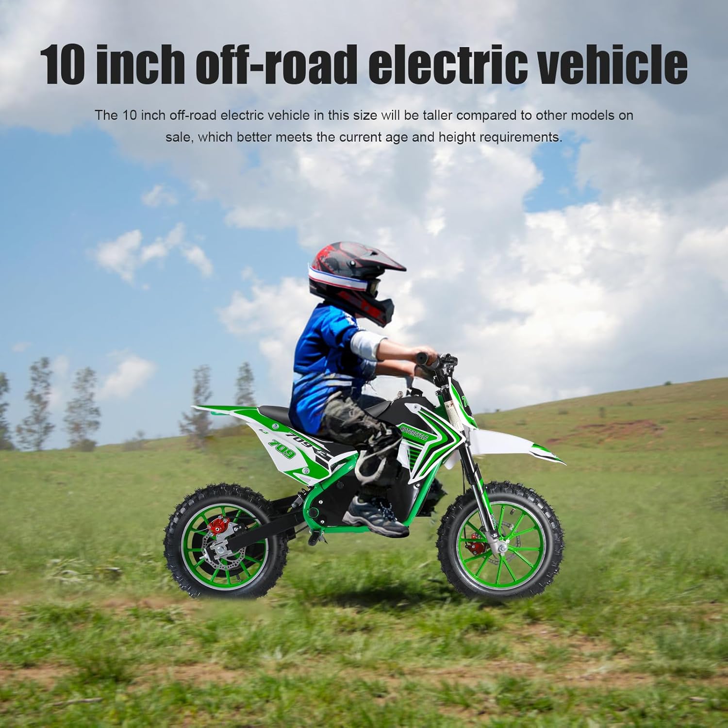 36V Electric Dirt Bike for Kid,350W Rocket Electric Motorcycle,Mini Off Road Vehicles,Pocket Motorcycle,10 Inch Tires Dirt Bike with Mechanical Disc Brakes