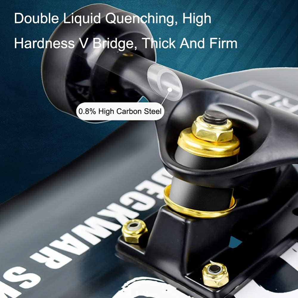 Skateboards 31 x 8 inch Complete Skateboard for Beginners 7 Layer Canadian Maple Double Kick Deck Concave Cruiser Trick Skateboard for Kids and Adults with All-in-One Skate T-Tool