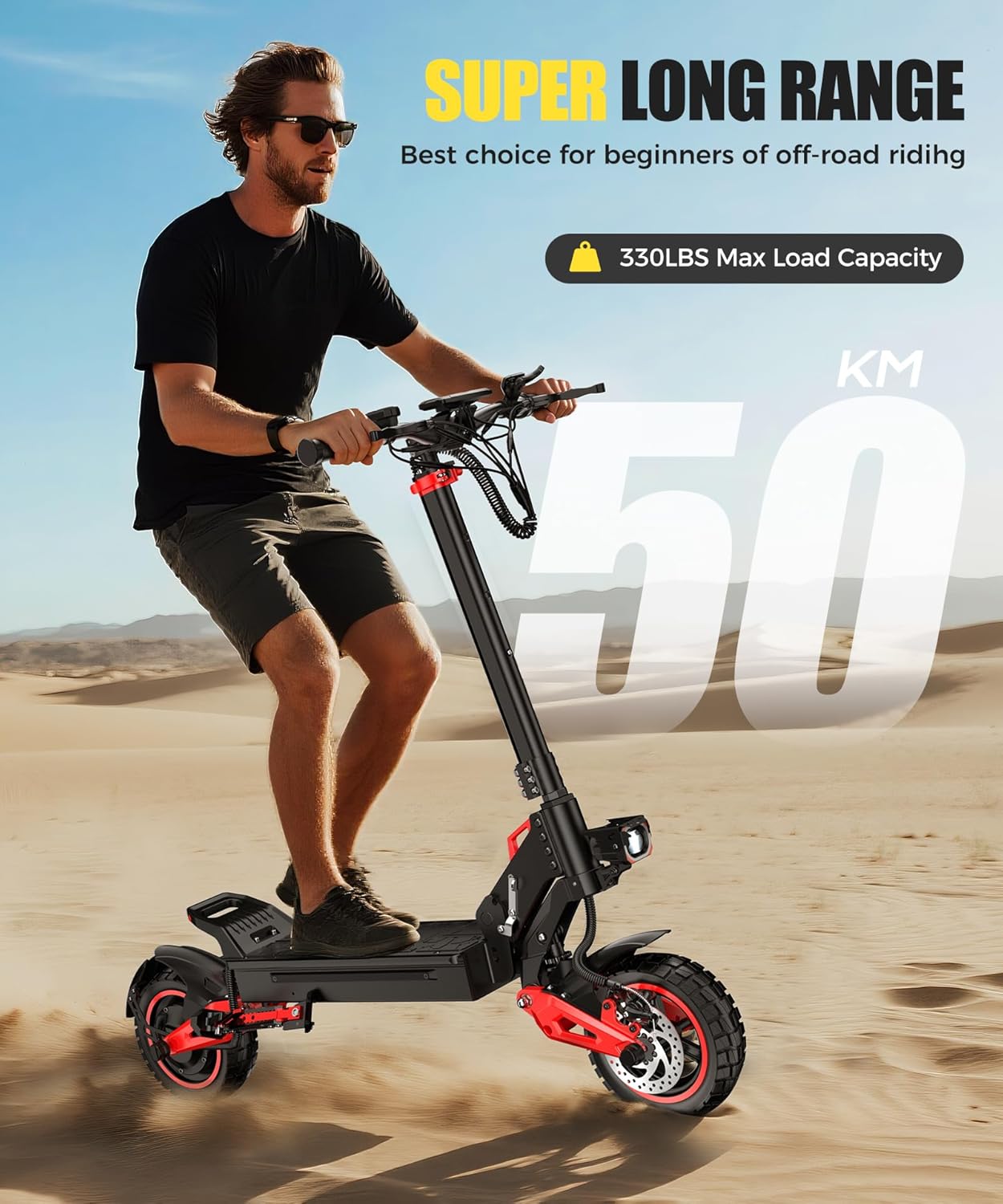 Electric Scooter Adults, 37 Miles Long Range, 34 Mph Max Speed, 11