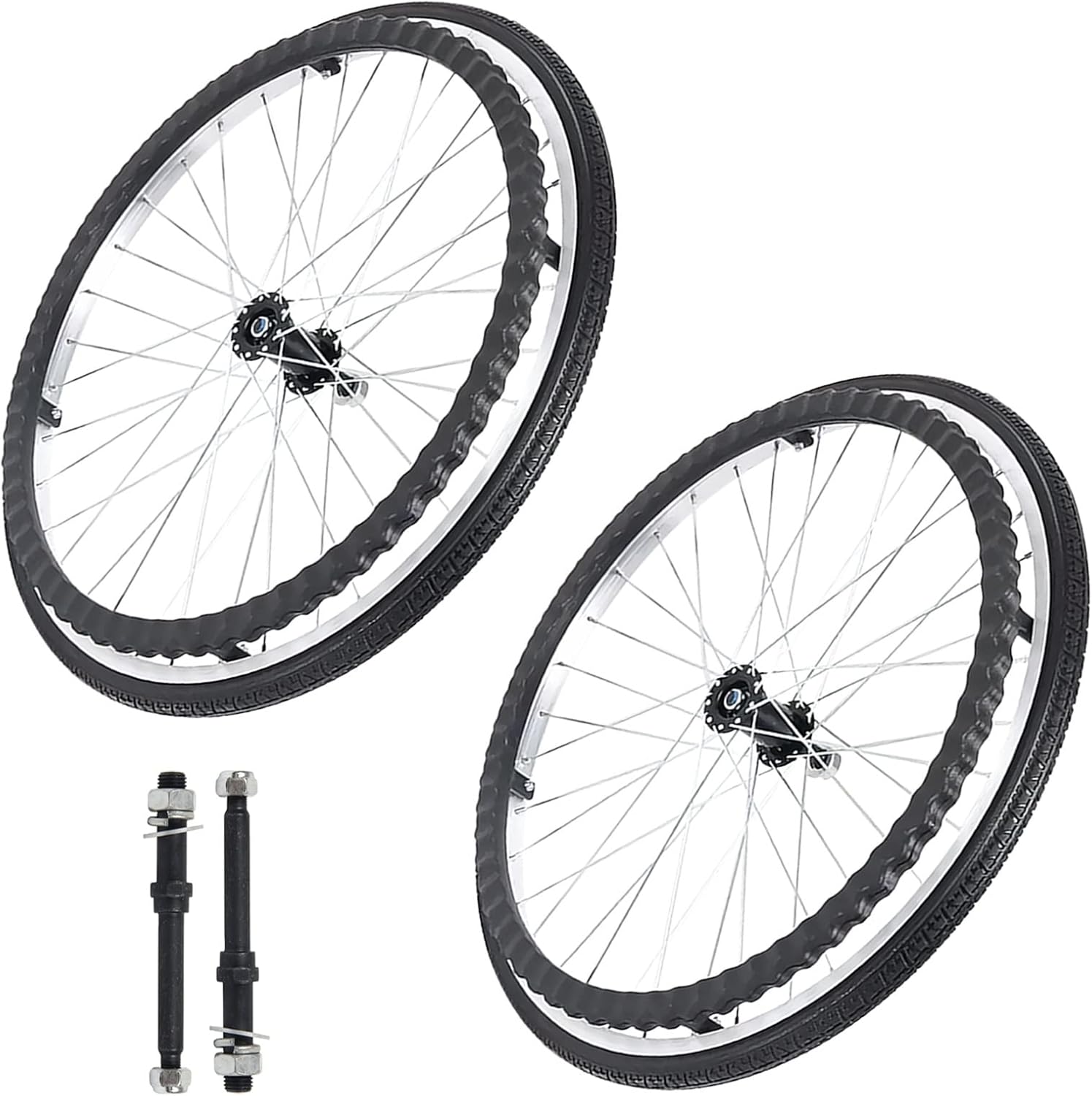 Wheelchair Wheels Replacement Rear 24 Inch Non Pneumatic Solid Wheelchair Rear Wheel, Moving Silent Non Slip Puncture Proof Wheelchair Caster Wheels (Black)