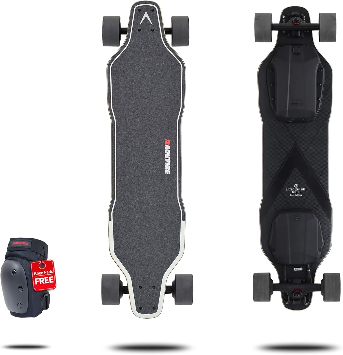 Backfire G2 Black Electric Longboard Skateboard with Protective Gear, Suitable for Adults & Teens Beginners, 5.2Ah/187Wh Battery, 12.5 Miles Range, 24 mph top Speed, 180 Days Warranty