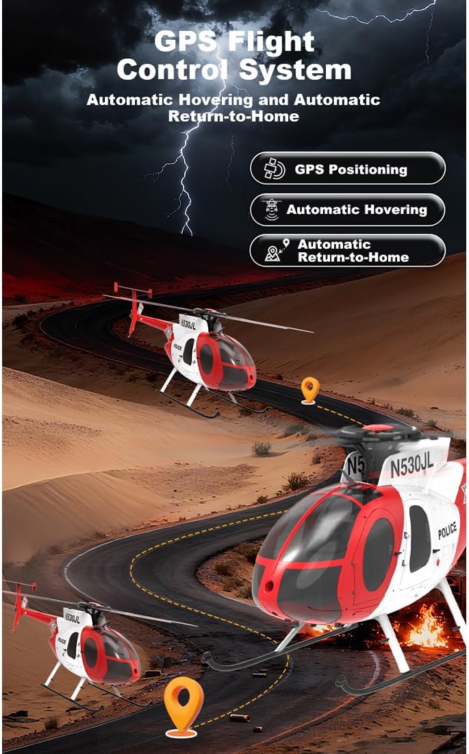 1/16 F119S MD500 Little Bird RC Helicopter, 2.4G 9CH 250-Class Remote Control Helicopter 6G/3D Switchable Modes Aircraft with Flybarless Rotor Head/Openable Cockpit, Gift -RTF